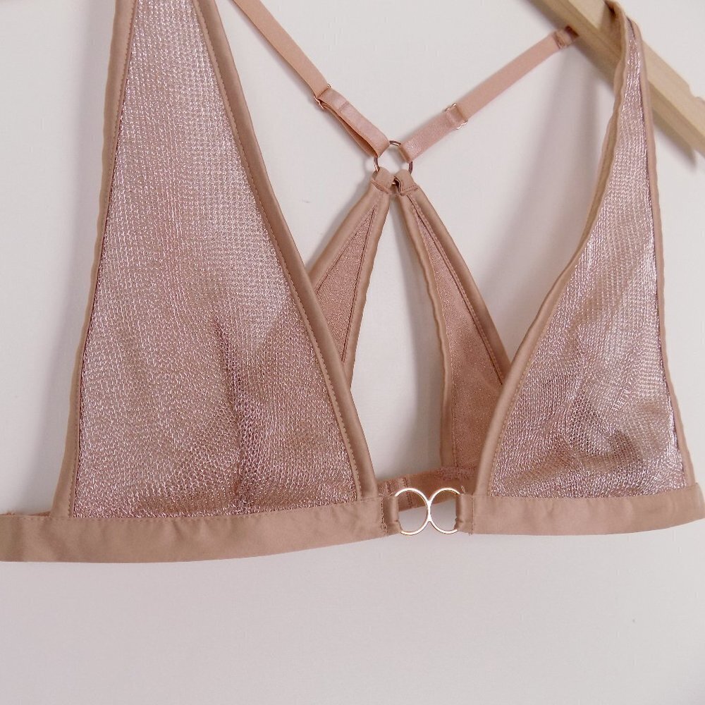 new! Victoria's Secret VS metallic chainmail knit plunge bralette bra disco - Picture 6 of 8